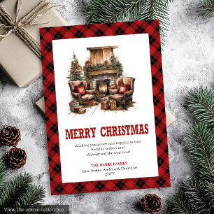 Western Cowboy Karo Büffel Weihnachtskarte Feiertagskarte