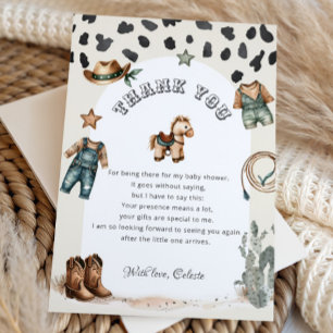 Western Cowboy Kleidung Baby Shower Dankeskarte