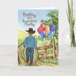 Western Cowboy mit Balloon Boy's Birthday Karte
