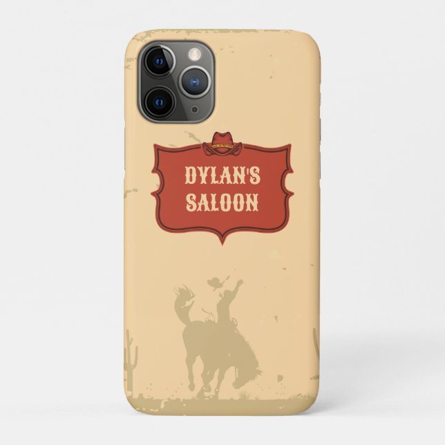 Western Cowboy Monogram Rustikaler Name Saloon Case-Mate iPhone Hülle (Rückseite)
