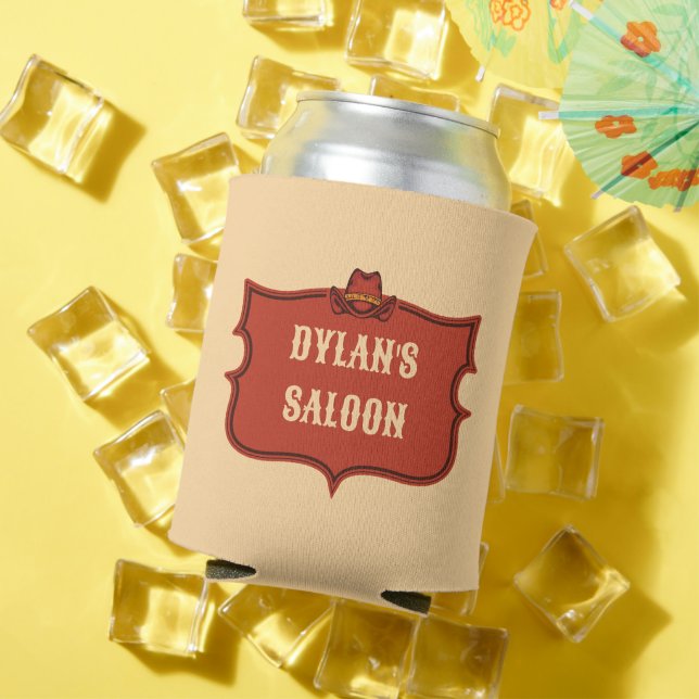 Western Cowboy Monogram Rustikaler Name Saloon Dosenkühler (In Situ Sommer)