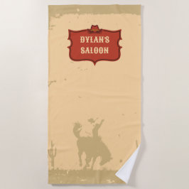 Western Cowboy Monogram Rustikaler Name Saloon Strandtuch