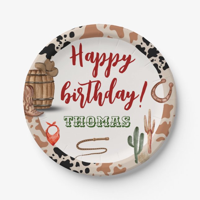 Western Cowboy Pappteller (Vorderseite)