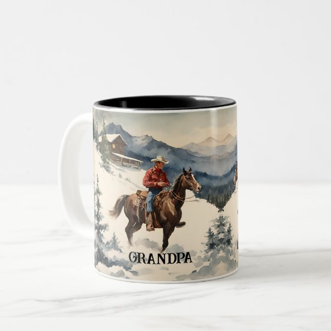 Western Cowboy Personalisiert Zweifarbige Tasse (Vorderseite Links)