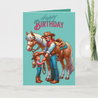 Western Cowboy Pferd Kind Glücklicher Vater Tag 5