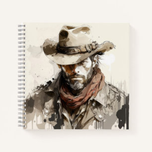 Western Cowboy Portrait Malerei Historische Pferde Notizbuch