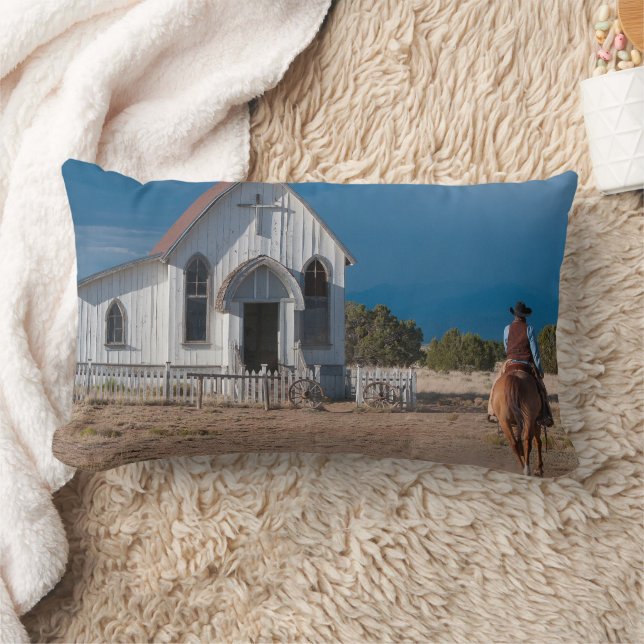 Western Cowboy reiten Pferd zur Kirche Lendenkissen (Decke)