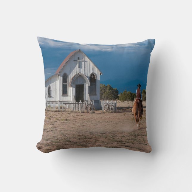 Western Cowboy reiten Pferd zur Kirche werfen Kiss Kissen (Vorderseite)