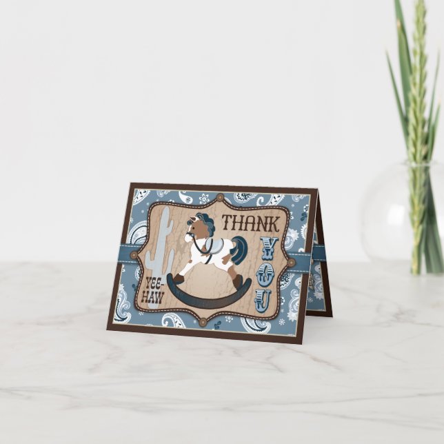 Western Cowboy Rocking Horse Bandanna Vielen Dank Dankeskarte (Vorderseite)