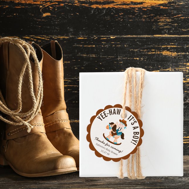 Western Cowboy Rocking Horse Boy Babydusche Geschenkanhänger (Von Creator hochgeladen)