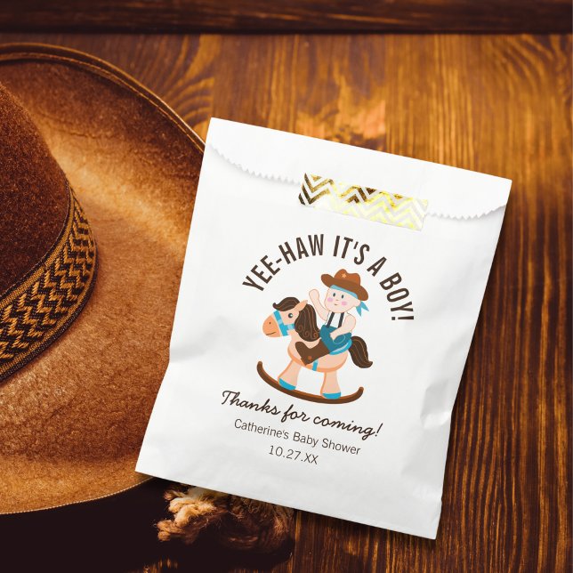 Western Cowboy Rocking Horse Boy Babydusche Geschenktütchen (Von Creator hochgeladen)