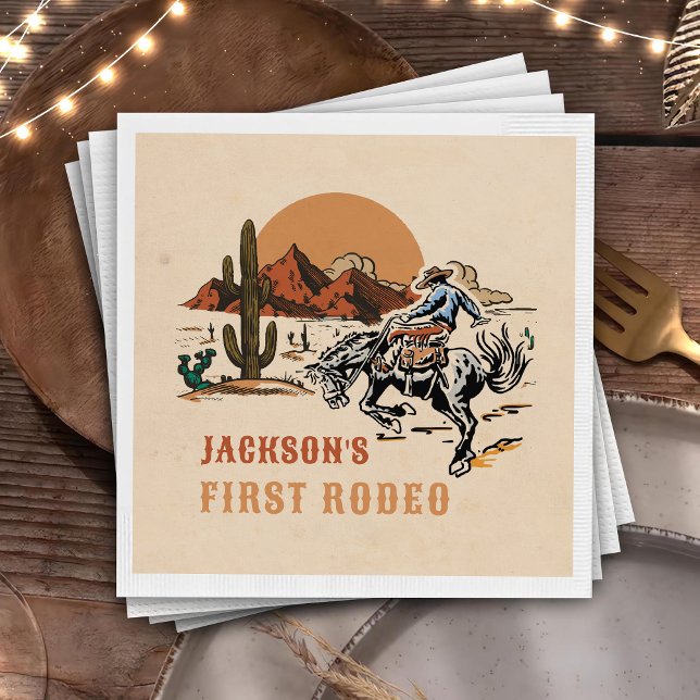 Western Cowboy Rodeo 1. Geburtstag Napkins Serviette (Von Creator hochgeladen)