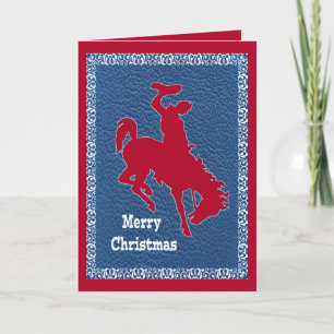 Western Cowboy Rodeo Bronc Rider Imitate Leather Karte