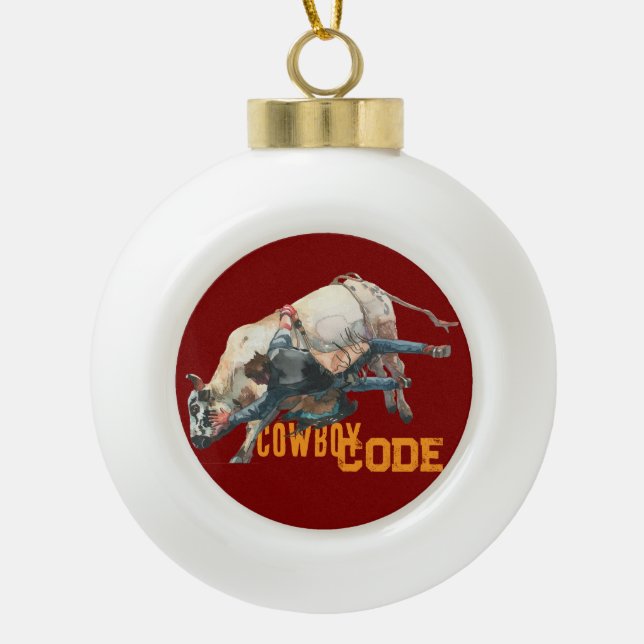 Western Cowboy Rodeo Bull Keramik Kugel-Ornament (Vorderseite)
