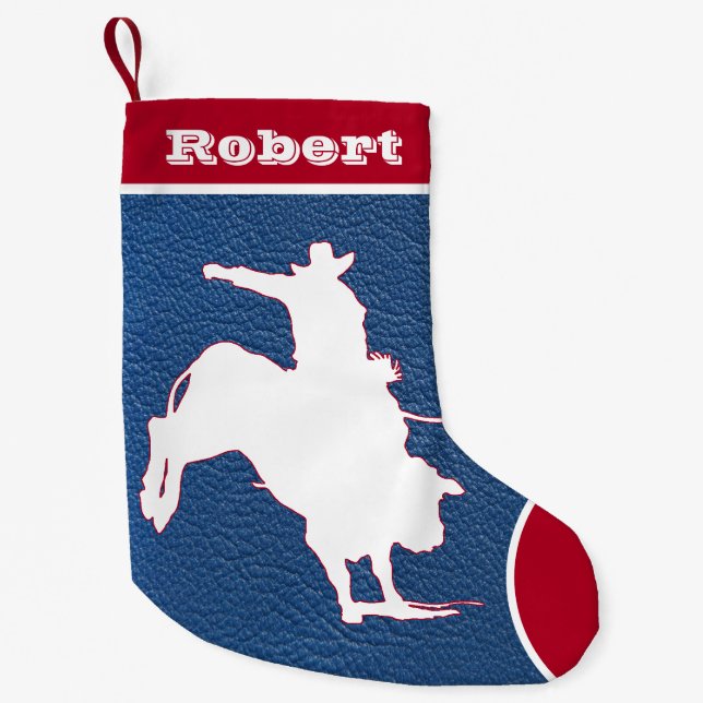 Western Cowboy Rodeo Bull Reitsport Imitate Leder Kleiner Weihnachtsstrumpf (Vorderseite)