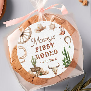 Western Cowboy Rodeo Geburtstagsaufkleber Runder Aufkleber