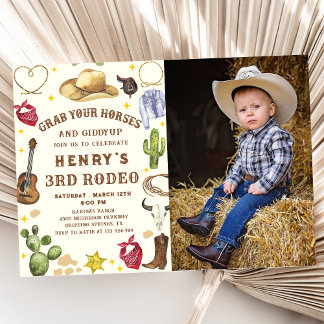 Western Cowboy Rodeo Geburtstagsparty Foto Einladung