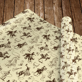 Western Cowboy Rodeo Muster Beige Geschenkpapier