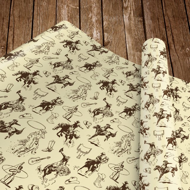 Western Cowboy Rodeo Muster Beige Geschenkpapier (Von Creator hochgeladen)