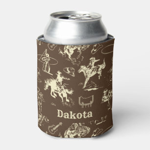 Western Cowboy Rodeo Personalisiert Dark Brown Dosenkühler