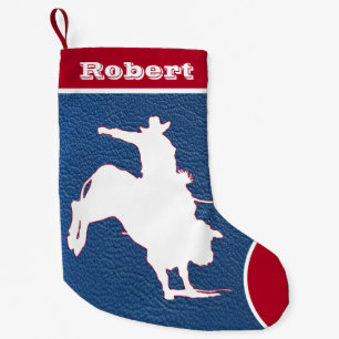 Western-Cowboy-Rodeo-Stier-ReitImitat-Leder Kleiner Weihnachtsstrumpf