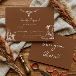 Western Cowboy Rustic Desert Country Boots Wedding RSVP Karte