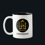 Western Cowboy Rustikale Trauzeuge Name Monogram Zweifarbige Tasse<br><div class="desc">Personalisierte Geschenke für Trauzeugen mit Western Cowboy Thema. Dekoriert mit Cowboyhut mit Vintagem Western Schriftart. Text und Farbe können mit dem Design-Tool bearbeitet werden,  um Ihren Bedürfnissen gerecht zu werden. Holen Sie sich dieses individuelles Geschenk für Hochzeiten,  Bachelor-Party,  Verlobungsfeier oder andere besondere Anlässe.</div>