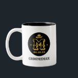 Western Cowboy Rustikale Trauzeuge Name Monogram Zweifarbige Tasse<br><div class="desc">Personalisierte Geschenke für Trauzeugen mit Western Cowboy Thema. Dekoriert mit Cowboyhut mit Vintagem Western Schriftart. Text und Farbe können mit dem Design-Tool bearbeitet werden,  um Ihren Bedürfnissen gerecht zu werden. Holen Sie sich dieses individuelles Geschenk für Hochzeiten,  Bachelor-Party,  Verlobungsfeier oder andere besondere Anlässe.</div>