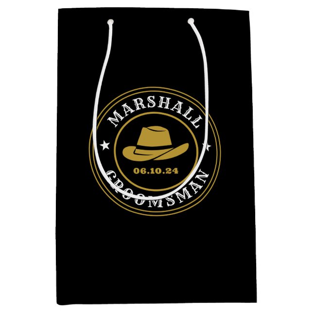 Western Cowboy Rustikales Logo Personalisierte Tra Mittlere Geschenktüte (Vorderseite)