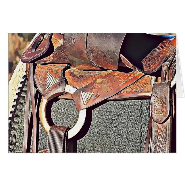 Western Cowboy Saddle erhält Well Card (Vorderseite (Horizontal))