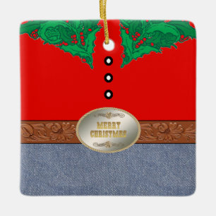 Western-Cowboy-Sankt-Gürtelschnalle-rote Keramikornament