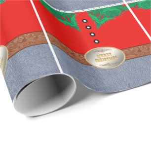 Western Cowboy Santa Belt Buckle Red Shirt Jeans Geschenkpapier