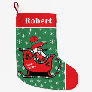 Western Cowboy Santa In Sleigh Kleiner Weihnachtsstrumpf