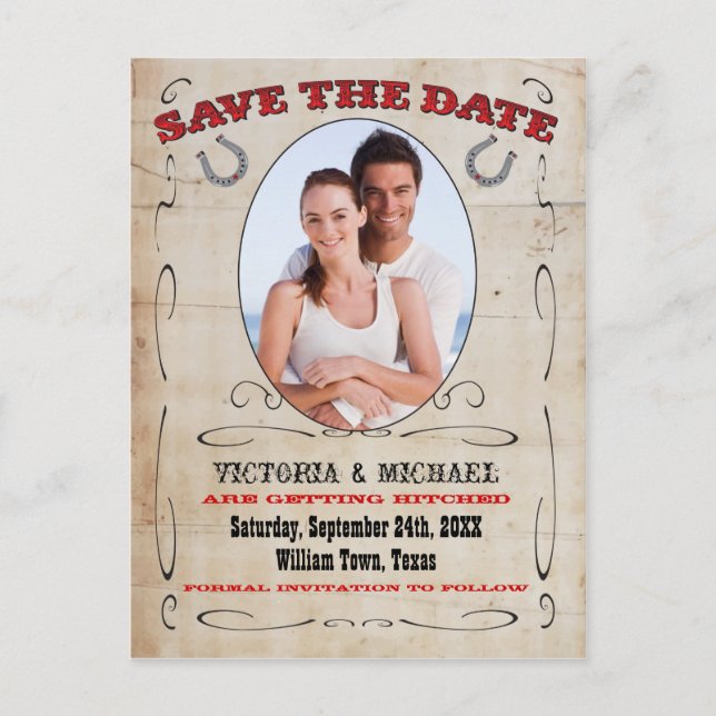 Western Cowboy Save the Date Postkarten (Vorderseite)