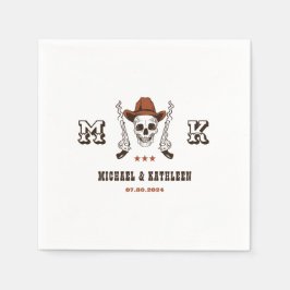 Western Cowboy Skull Monogram Boho Country Wedding Serviette