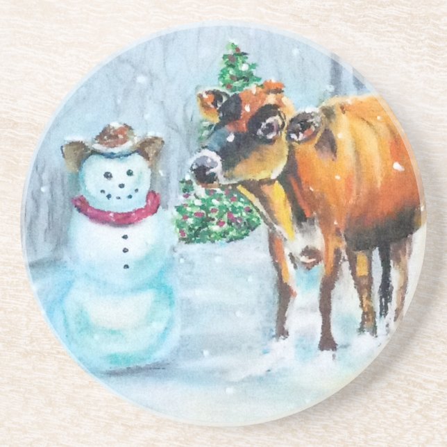 Western Cowboy Snowman Weihnachtsmann Untersetzer (Vorne)