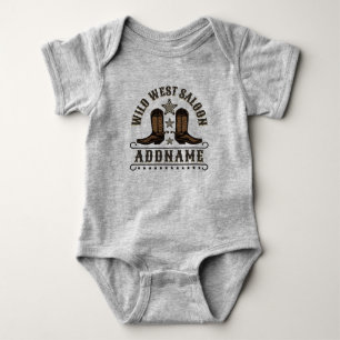 Western-Cowboy-Stiefel ADD NAME Sheriff Sporen Sal Baby Strampler