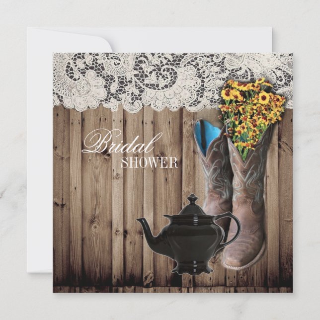 Western Cowboy Stiefel Bridal Tea Party Einladung (Vorderseite)