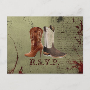 Western Cowboy Stiefel Hochzeit Einladungspostkarte