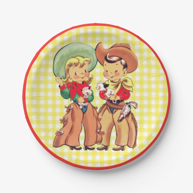Western Cowboy und Cowgirl Kinder Party Pappteller (Vorderseite)