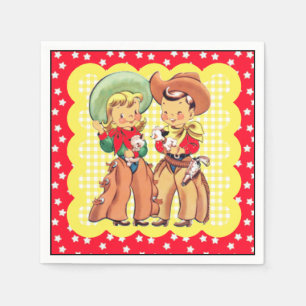 Western Cowboy und Cowgirl Kinder Party Serviette