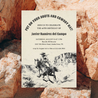 Western Cowboy Vaquero Wild West Horse Geburtstag Einladung
