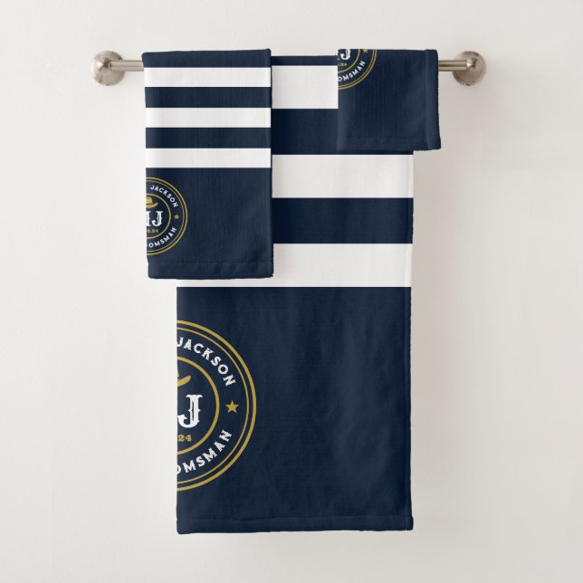 Western Cowboy Vintag Gold Monogram Trauzeugen Badhandtuch Set (Insitu)