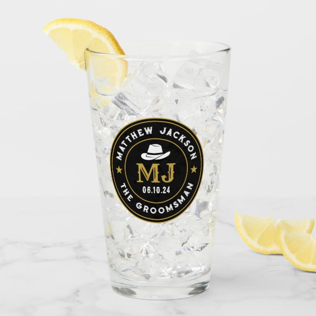 Western Cowboy Vintage Logos Personalisierte Trauz Glas (Vorderseite Ice)