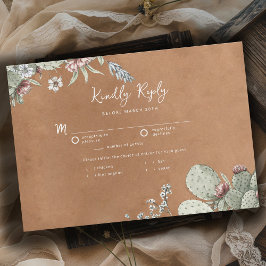 Western Cowboy Vintage Southwest Floral Wedding RSVP Karte