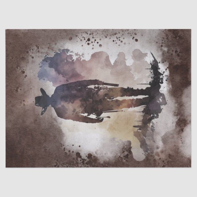 Western Cowboy Watercolor Decoupage Seidenpapier (Vorderseite)