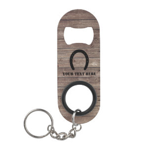 Western Cowboy Weathered Barn Wood Horseshoe Mini Flaschenöffner
