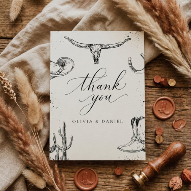 Western Cowboy Wedding Thank You Card Dankeskarte (Von Creator hochgeladen)