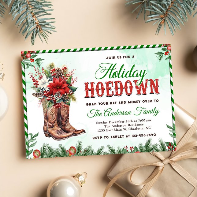 Western Cowboy Weihnachts-Hoedown Party Einladung (Von Creator hochgeladen)