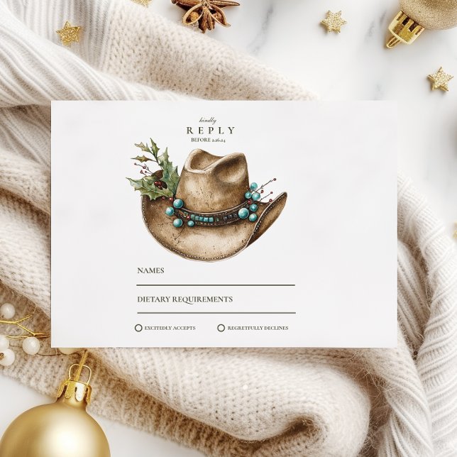 Western Cowboy Weihnachtsfeier RSVP Karte (Von Creator hochgeladen)
